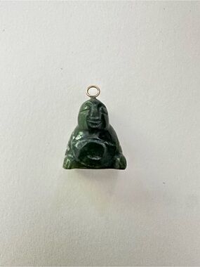 Green Jade Laughing Buddha Pendant Necklace Charm